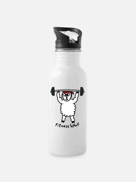 Fitness ScHoF - Trinkflasche mit integriertem Trinkhalm - Weiß