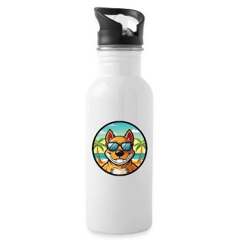 Cordoba Fighting Dog Breed Cartoon Sunglass Beach - Water bottle with straw - white - Right