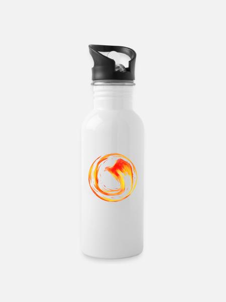 Phönix Feuervogel im Feuerkreis - Trinkflasche mit integriertem Trinkhalm - Weiß
