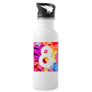 NO. 8 NUMBER 8 COLORFUL 8TH BIRTHDAY - Water bottle with straw - white - Right