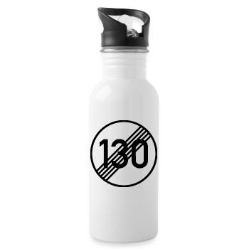 UNBEGRENZT 130 by Unbegrenzt Apparel - Trinkflasche mit integriertem Trinkhalm - Weiß - Rechts