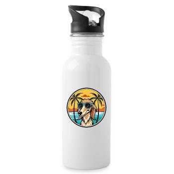 Saluki Dog Breed Cartoon Sunglasses Beach - Water bottle with straw - white - Right