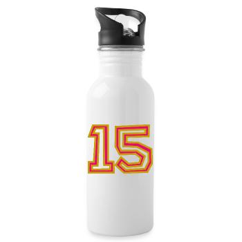 15. 15 ANS. 15e ANNIVERSAIRE. ANNIVERSAIRE 15 ANS. - Gourde avec paille intégrée - blanc - Droite