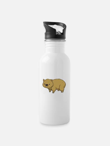 Wombat - Trinkflasche mit integriertem Trinkhalm - Weiß