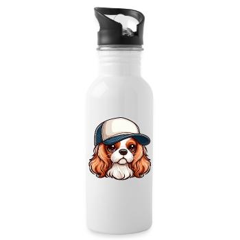 Chien Cavalier King Charles chien - casquette - Gourde avec paille intégrée - blanc - Droite