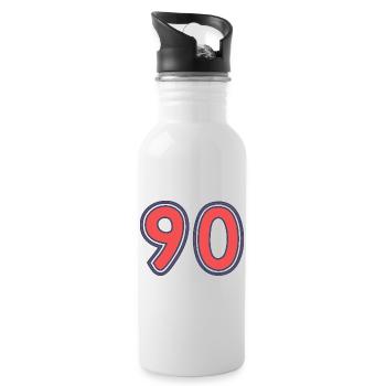 90. 90 JAHRE. 90-JÄHRIGES JUBILÄUM. 90-JÄHRIGES JUBILÄUM. - Trinkflasche mit integriertem Trinkhalm - Weiß - Rechts