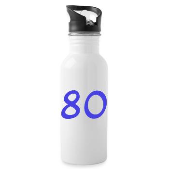 80. 80 JAHRE. 80-JÄHRIGES JUBILÄUM. 80. GEBURTSTAG. - Trinkflasche mit integriertem Trinkhalm - Weiß - Rechts