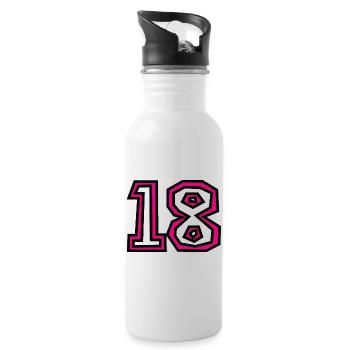 18. 18 JAHRE ALT. 18-JÄHRIGES JUBILÄUM. GEBURTSTAG 18 JAHRE. - Trinkflasche mit integriertem Trinkhalm - Weiß - Rechts