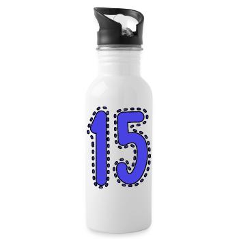15. 15 ANS. 15e ANNIVERSAIRE. ANNIVERSAIRE 15 ANS. - Gourde avec paille intégrée - blanc - Droite