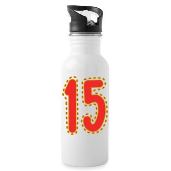 15. 15 ANS. 15e ANNIVERSAIRE. ANNIVERSAIRE 15 ANS. - Gourde avec paille intégrée - blanc - Droite