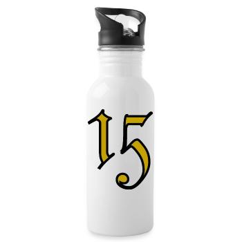 15. 15 ANS. 15e ANNIVERSAIRE. ANNIVERSAIRE 15 ANS. - Gourde avec paille intégrée - blanc - Droite