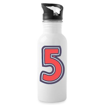 5. 5 ANS. 5e ANNIVERSAIRE. ANNIVERSAIRE 5 ANS - Gourde avec paille intégrée - blanc - Droite