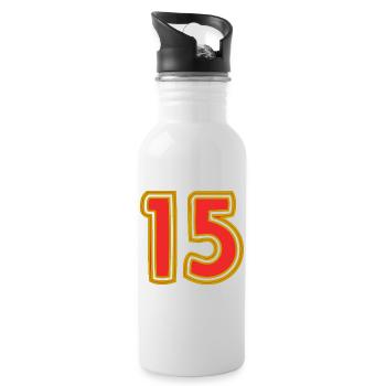 15. 15 ANS. 15e ANNIVERSAIRE. ANNIVERSAIRE 15 ANS. - Gourde avec paille intégrée - blanc - Droite