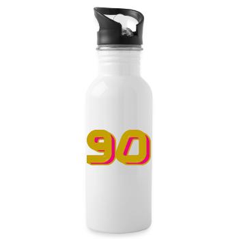 90. 90 JAHRE. 90-JÄHRIGES JUBILÄUM. 90-JÄHRIGES JUBILÄUM. - Trinkflasche mit integriertem Trinkhalm - Weiß - Rechts