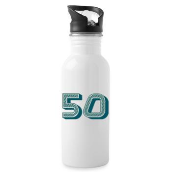 50. 50 YEARS. 50th ANNIVERSARY. 50TH ANNIVERSARY. - Water bottle with straw - white - Right
