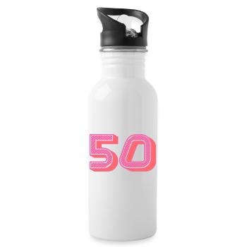 50. 50 YEARS. 50th ANNIVERSARY. 50TH ANNIVERSARY. - Water bottle with straw - white - Right