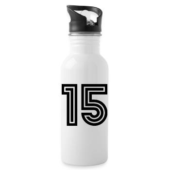 15. 15 ANS. 15e ANNIVERSAIRE. ANNIVERSAIRE 15 ANS. - Gourde avec paille intégrée - blanc - Droite
