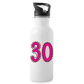 30. 30 YEARS. 30th ANNIVERSARY. 30 YEARS ANNIVERSARY. - Water bottle with straw - white - Right