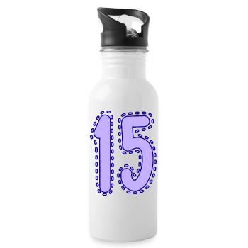 15. 15 ANS. 15e ANNIVERSAIRE. ANNIVERSAIRE 15 ANS. - Gourde avec paille intégrée - blanc - Droite