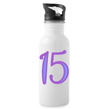 15. 15 ANS. 15e ANNIVERSAIRE. ANNIVERSAIRE 15 ANS. - Gourde avec paille intégrée - blanc - Droite