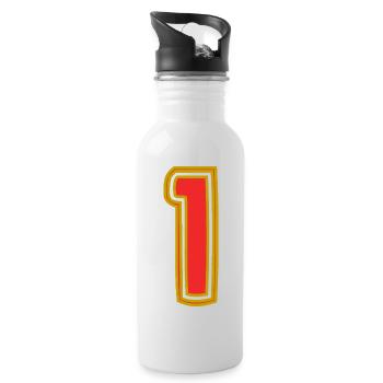 1. 1 JAHR. 1. JAHRESTAG. 1 JAHR GEBURTSTAG - Trinkflasche mit integriertem Trinkhalm - Weiß - Rechts