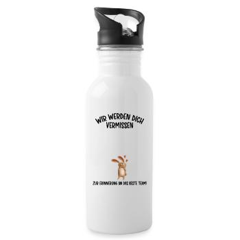 Wir werden dich Vermissen beste Team Abschied - Trinkflasche mit integriertem Trinkhalm - Weiß - Rechts