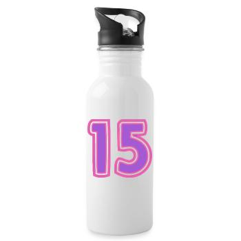 15. 15 ANS. 15e ANNIVERSAIRE. ANNIVERSAIRE 15 ANS. - Gourde avec paille intégrée - blanc - Droite