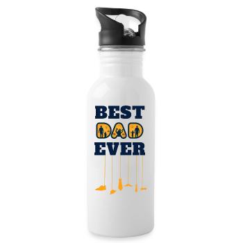 best dad ever - Trinkflasche mit integriertem Trinkhalm - Weiß - Rechts