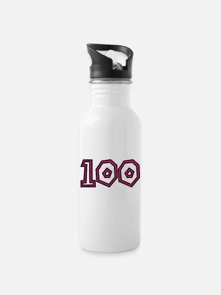 100. 100 ANS. 100e ANNIVERSAIRE. ANNIVERSAIRE 1001 - Gourde avec paille intégrée - blanc