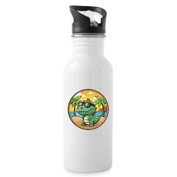 Dinosaurier Lustige Cartoon Sommer Strand Sonnenbrille - Trinkflasche mit integriertem Trinkhalm - Weiß - Rechts