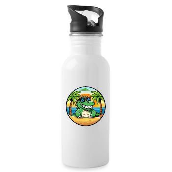 Krokodil Lustige Cartoon Sommer Strand Sonnenbrille - Trinkflasche mit integriertem Trinkhalm - Weiß - Rechts
