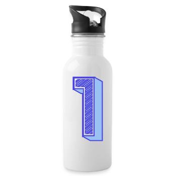 1. 1 JAHR. 1. JAHRESTAG. 1 JAHR GEBURTSTAG - Trinkflasche mit integriertem Trinkhalm - Weiß - Rechts