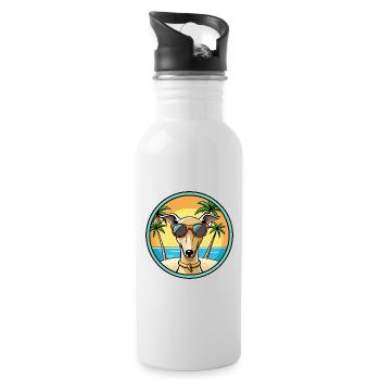 Italienischer Windhund Hunderasse Cartoon Sonnenbrille Strand - Trinkflasche mit integriertem Trinkhalm - Weiß - Rechts