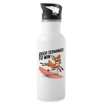 Deer-Termined To Win - Water bottle with straw - white - Right
