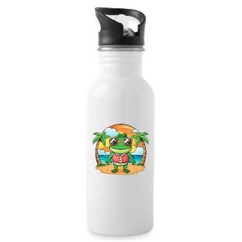 Frosch Lustige Cartoon Sommer Strand Sonnenbrille - Trinkflasche mit integriertem Trinkhalm - Weiß - Rechts