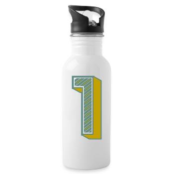 1. 1 JAHR. 1. JAHRESTAG. 1 JAHR GEBURTSTAG - Trinkflasche mit integriertem Trinkhalm - Weiß - Rechts