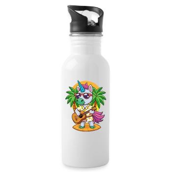 Lustige Einhorn Cartoon Sommer Strand Sonnenbrille - Trinkflasche mit integriertem Trinkhalm - Weiß - Rechts