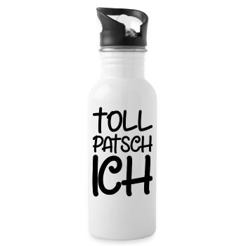 Tollpatsch Ich tollpatschig lustig tollpatschich - Trinkflasche mit integriertem Trinkhalm - Weiß - Rechts