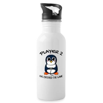 Second baby player 2 baby penguin pregnant - Water bottle with straw - white - Right