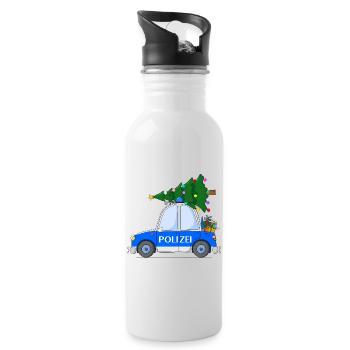 Polizeiauto Weihnachten - Trinkflasche mit integriertem Trinkhalm - Weiß - Rechts