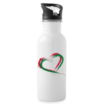 Herz Bürste Flagge der Malediven - Trinkflasche mit integriertem Trinkhalm - Weiß - Rechts