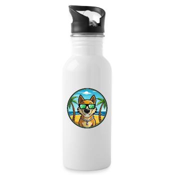 Alano Español Hunderasse Cartoon Sonnenbrille Strand - Trinkflasche mit integriertem Trinkhalm - Weiß - Rechts