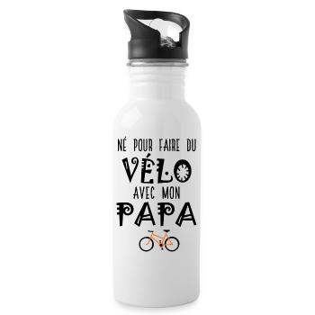 Né pour faire du vélo avec mon papa – Body Bébé - Gourde avec paille intégrée - blanc - Droite