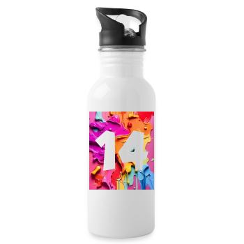 NO. 14 NUMBER 14 COLORFUL 14TH BIRTHDAY - Water bottle with straw - white - Right