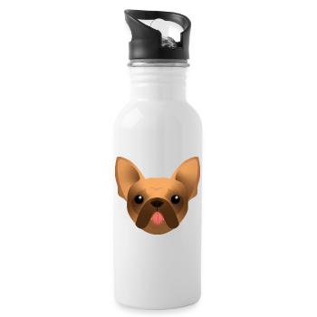 Bouledogue Français - Frenchie - Bully - Langue - Gourde avec paille intégrée - blanc - Droite