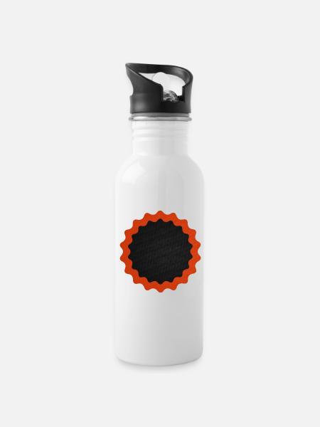 Fahrrad Flicken rund - Trinkflasche mit integriertem Trinkhalm - Weiß