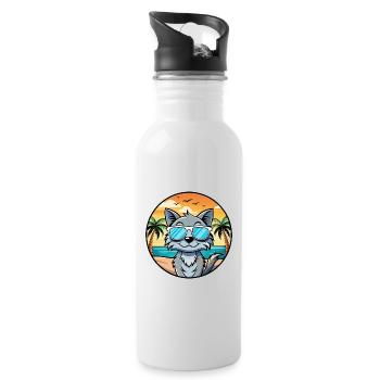 Australische Nebelkatzenrasse Cartoon Sonnenbrille Strand - Trinkflasche mit integriertem Trinkhalm - Weiß - Rechts