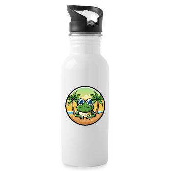 Frosch Lustige Cartoon Sommer Strand Sonnenbrille Aufkleber - Trinkflasche mit integriertem Trinkhalm - Weiß - Rechts