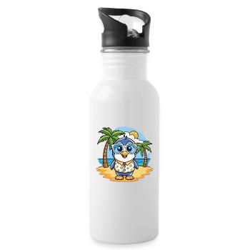 Pinguin Lustige Cartoon Sommer Strand Sonnenbrille - Trinkflasche mit integriertem Trinkhalm - Weiß - Rechts