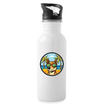 Serbischer dreifarbiger Laufhund Rasse Cartoon Strand - Trinkflasche mit integriertem Trinkhalm - Weiß - Rechts